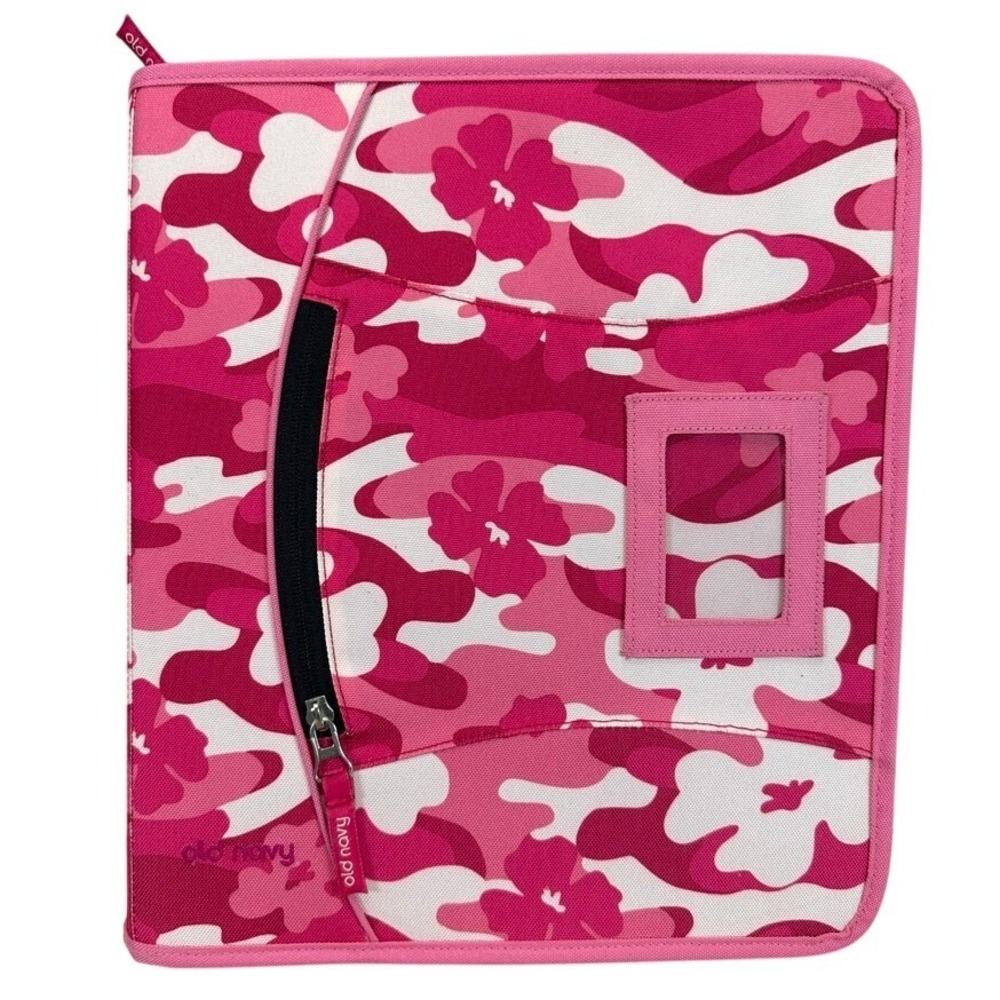 VTG Y2K Old Navy Pink Floral Camo Zip 3 Ring Binder Y2K 2005 School Office‎ NWOT